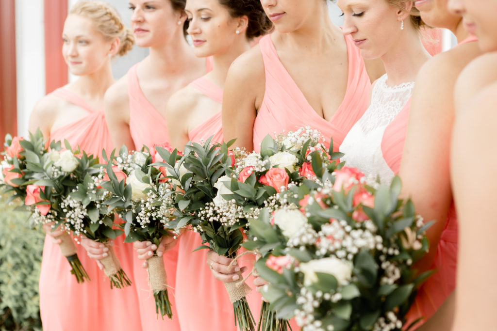Wedding Day Flowers with the Bridesmaids at the Outpost Center in Chaska