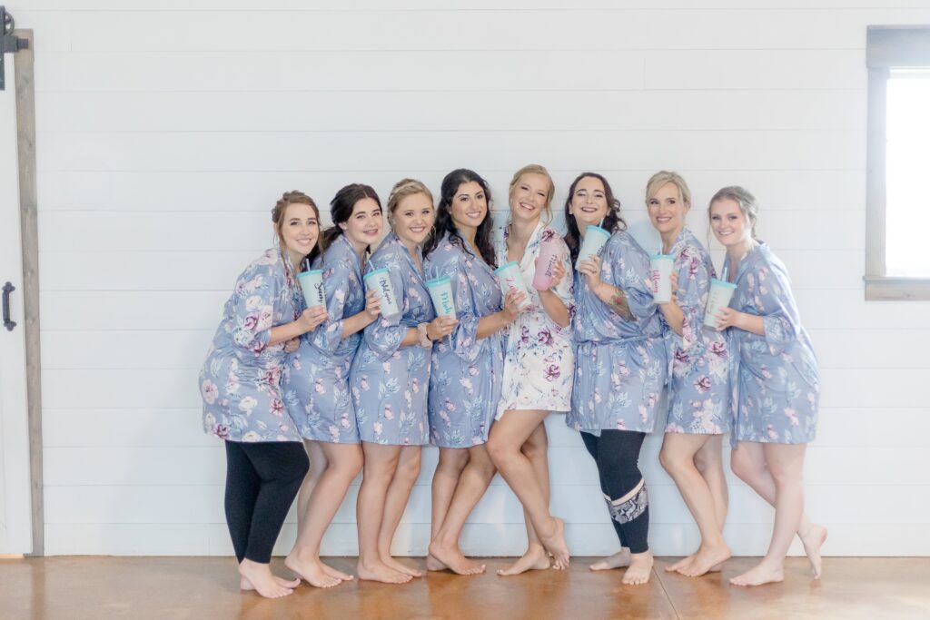the matching getting ready attire with your bridesmaids