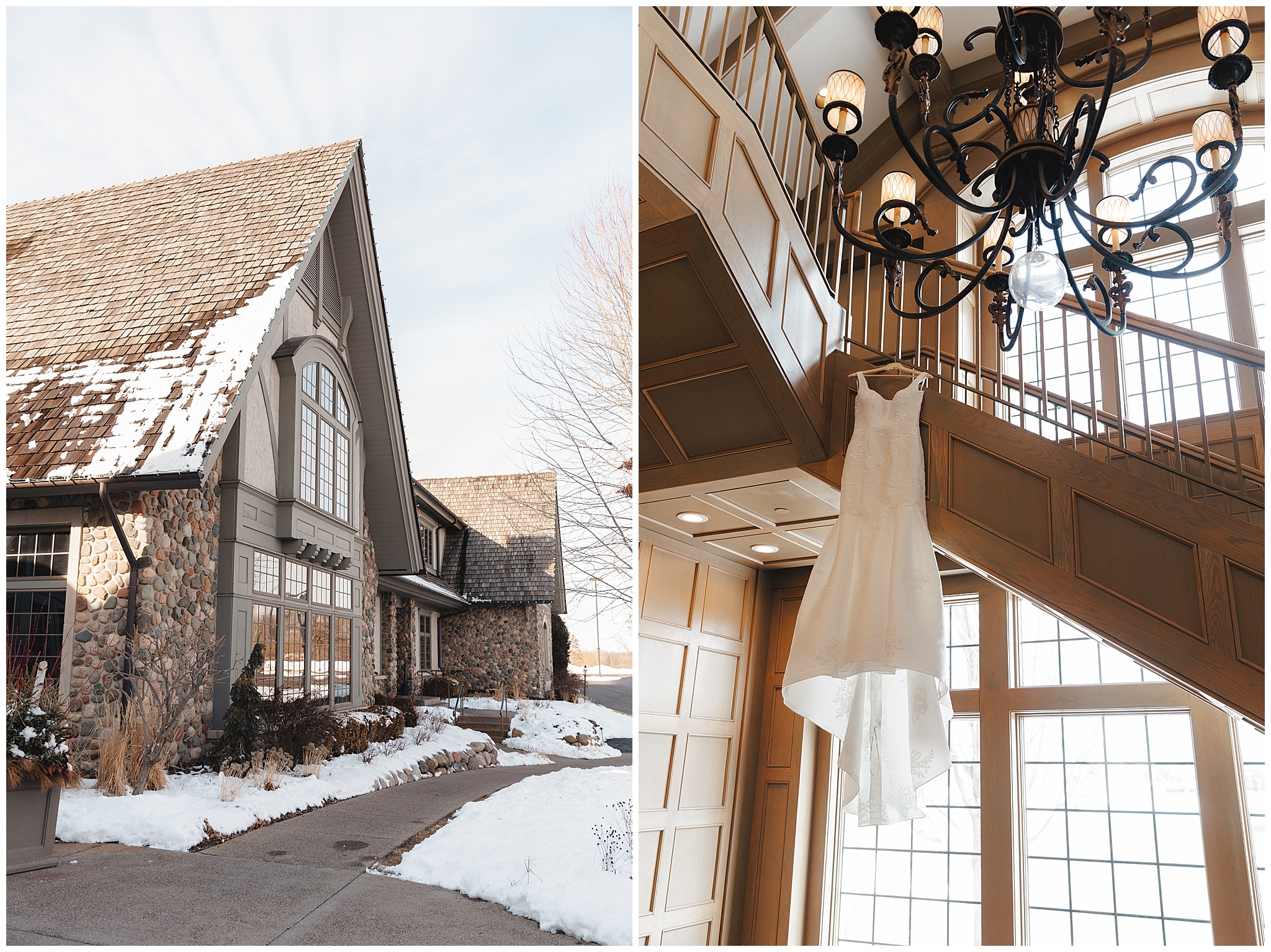 winter wedding ceremony Rush Creek Golf Club Minnesota