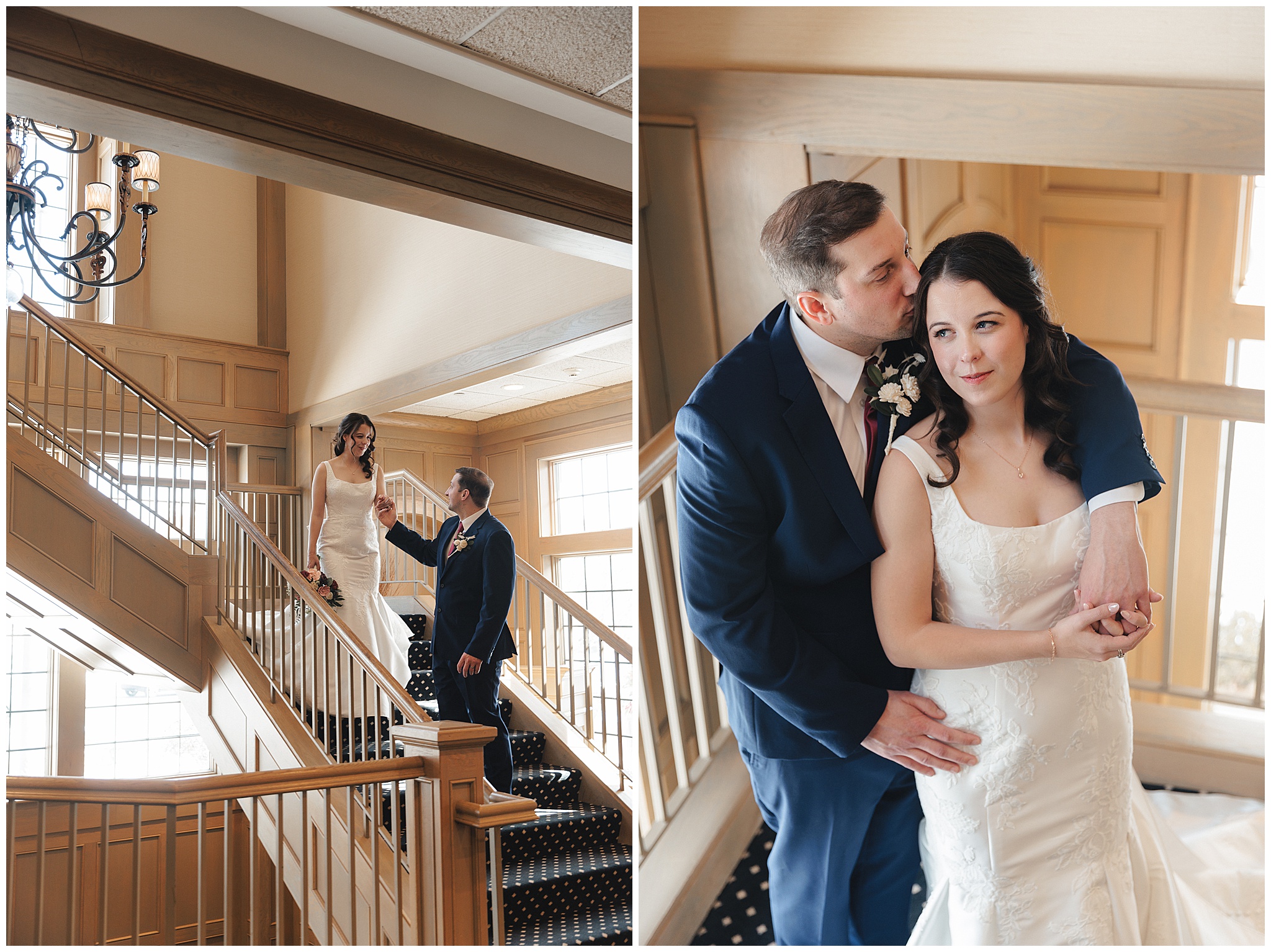 bride and groom snowy portraits Maple Grove MN winter wedding