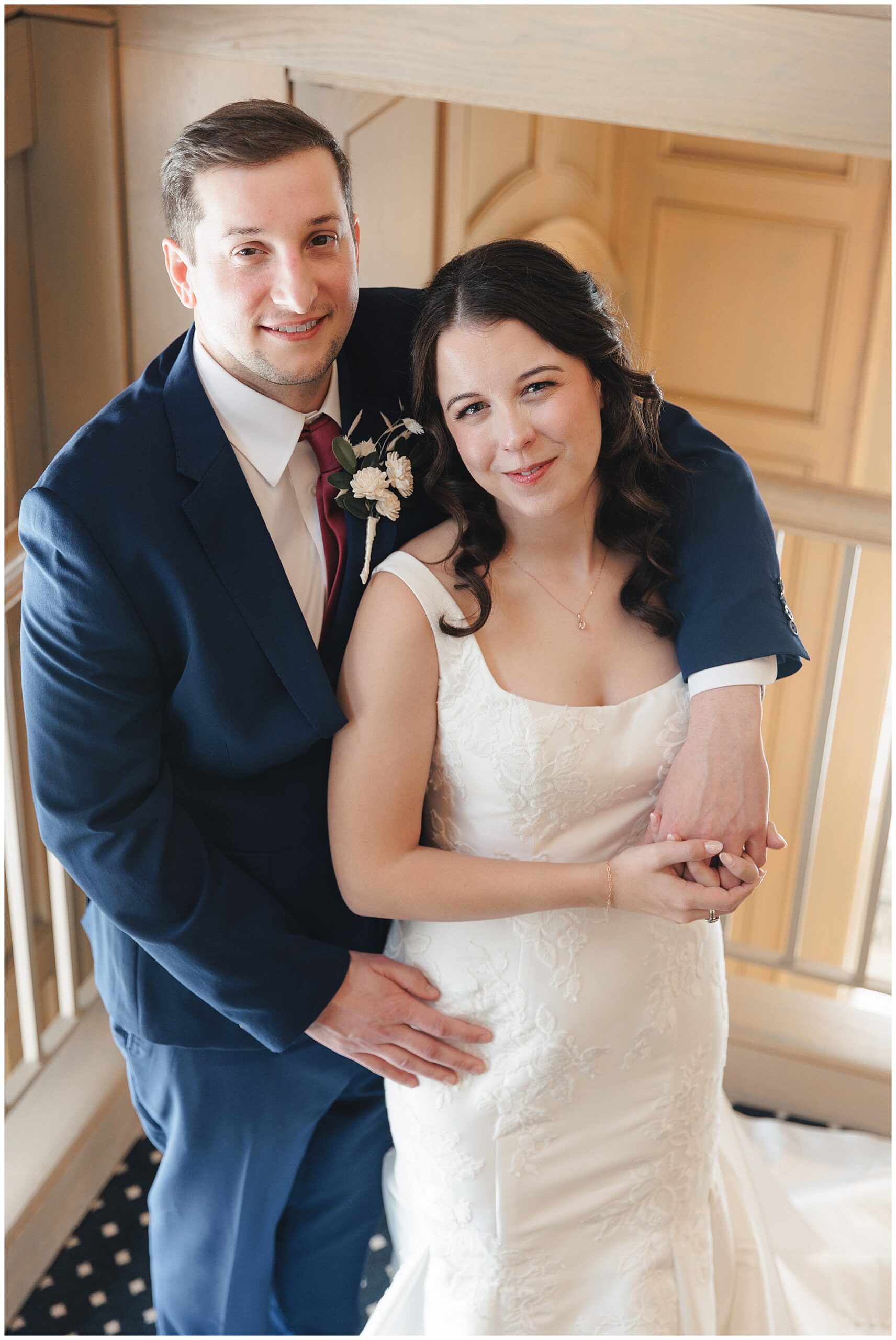bride and groom snowy portraits Maple Grove MN winter wedding