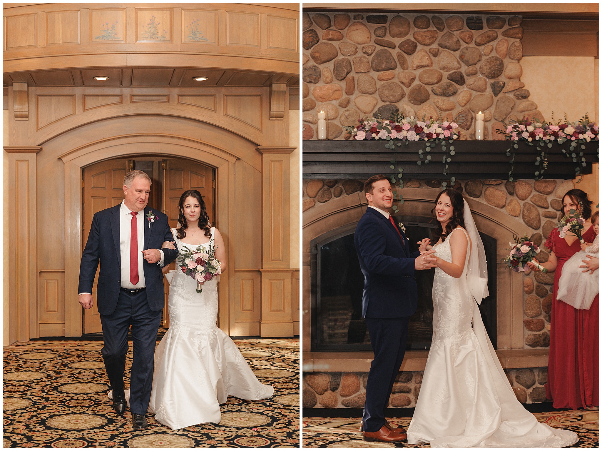 reception details wood flowers Rush Creek Golf Club