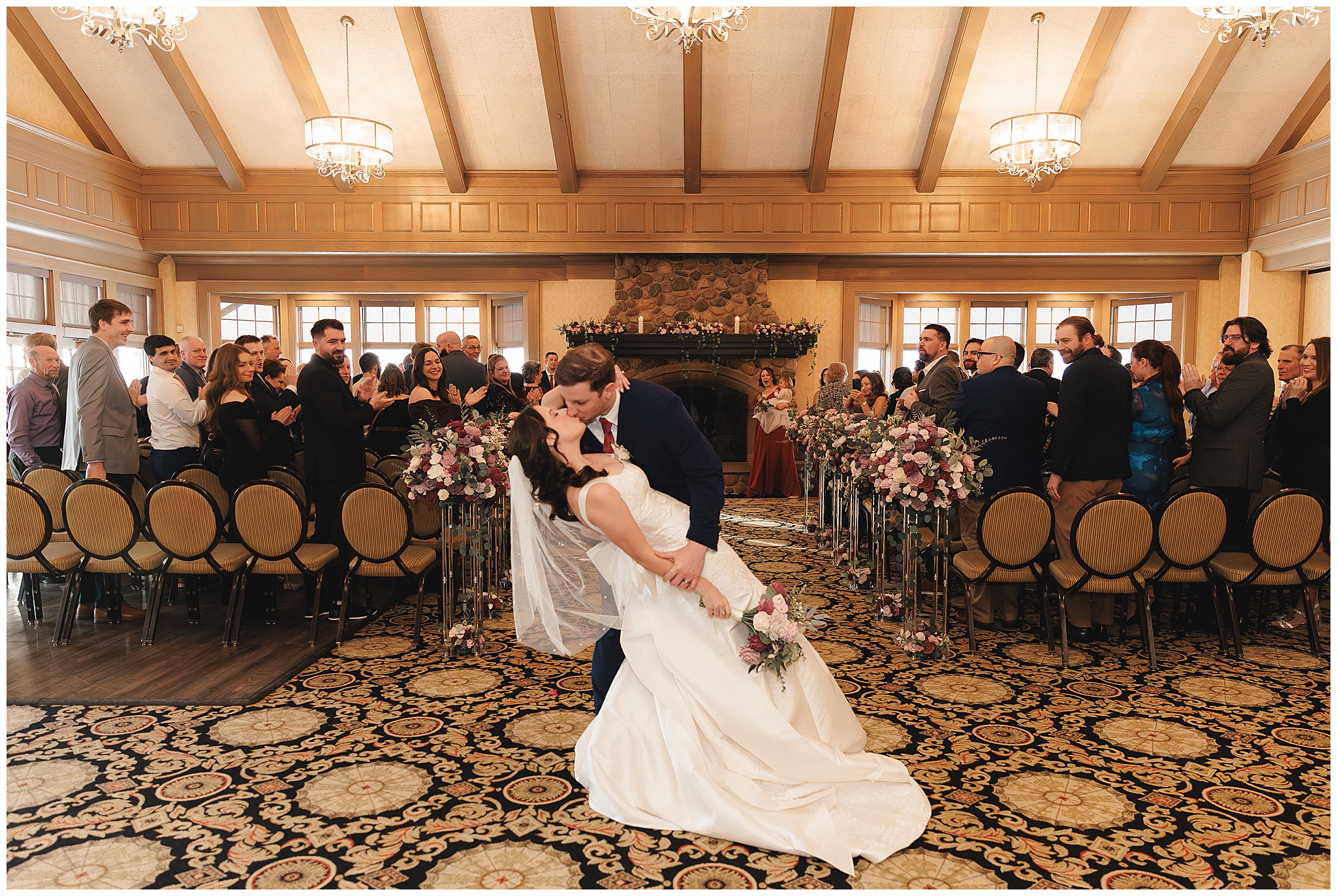 reception details wood flowers Rush Creek Golf Club