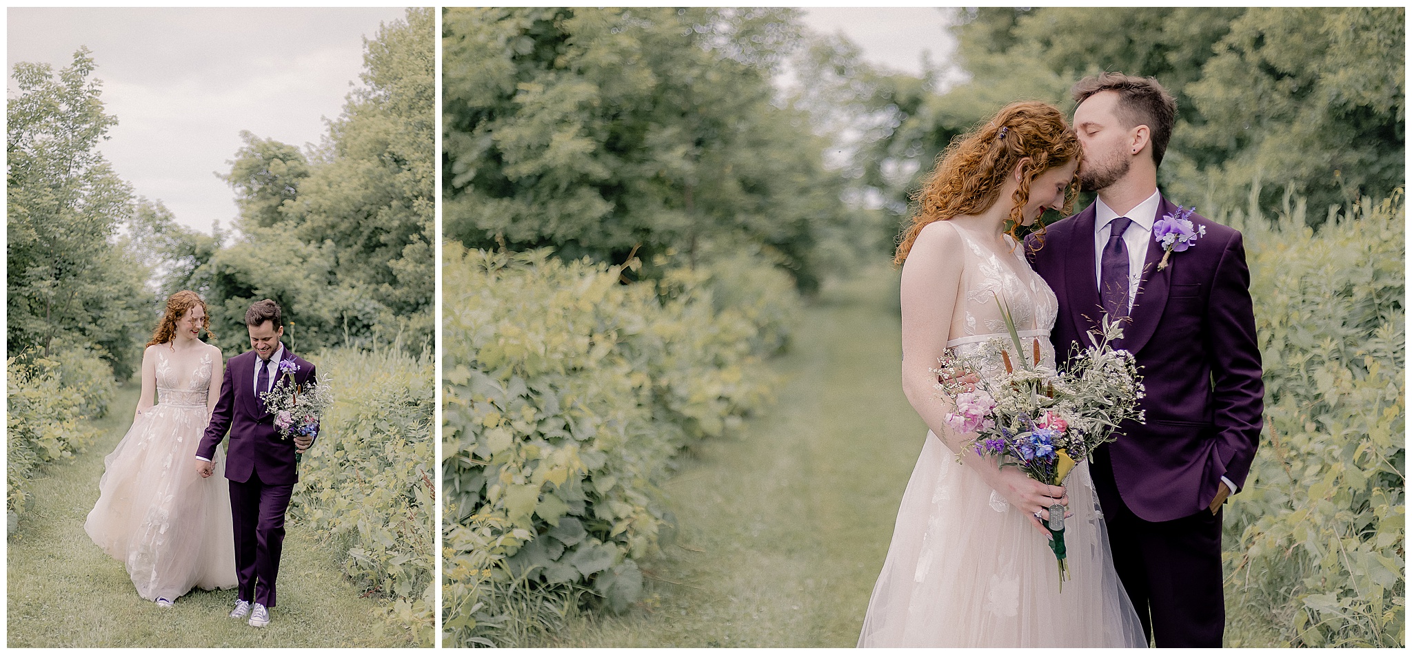 bride and groom walking down a prairie road photos Minnesota wedding photographer Andi Jo Photography
